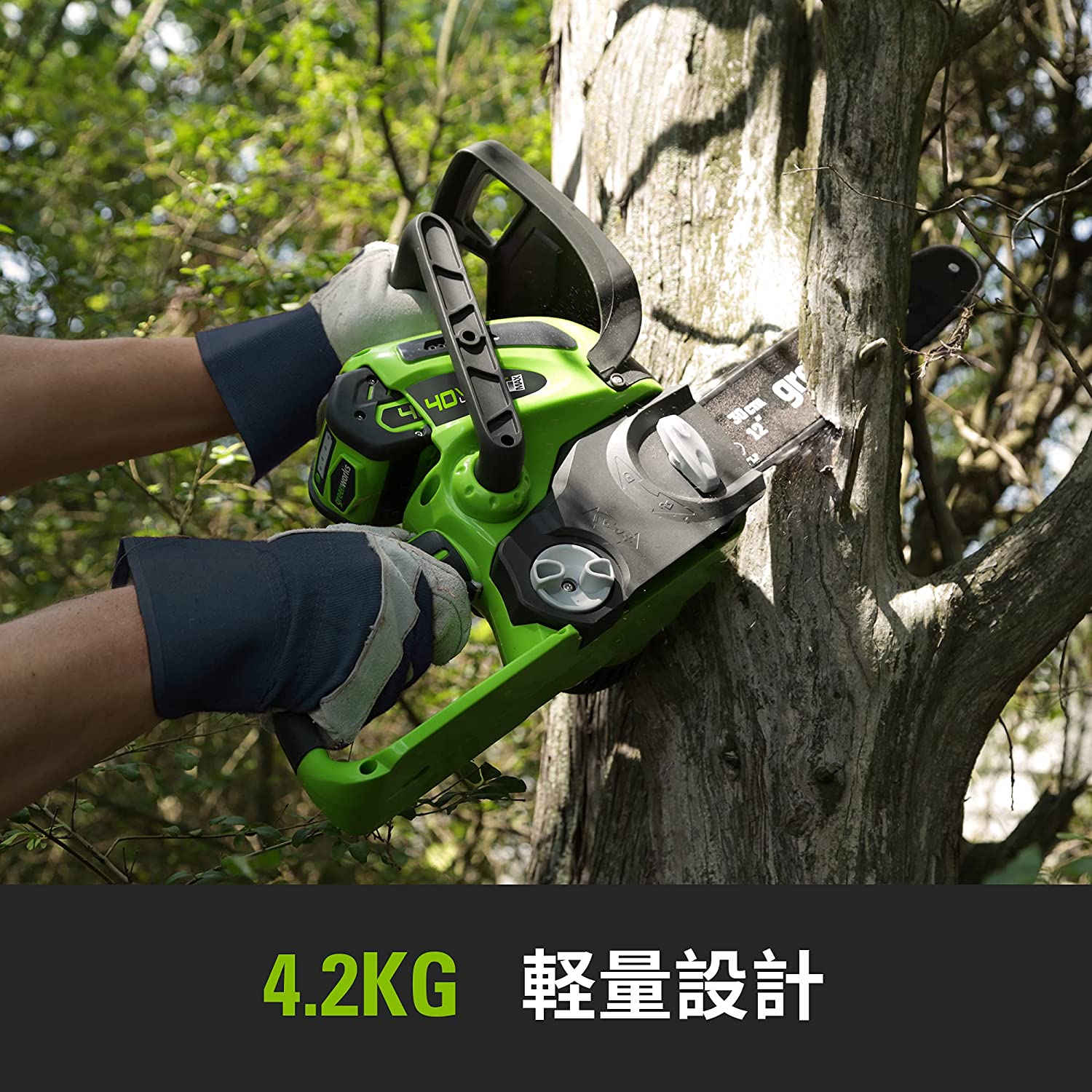 Greenworks チェーンソー 充電式チェーンソー コードレス 40Vガイドバー長300mm ブラシレスモーター 超強力 (2Ahバッテリー1個・充電器付) 伐採 薪つくり 剪定 枝打ち