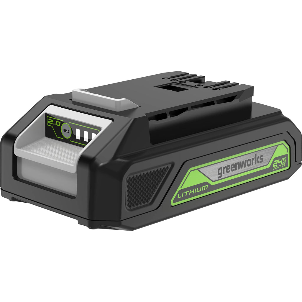 greenworks 24V 2ah 充電式リチウムイオ ン·バッテリー usb付き スマートフォン、USB機器の充電にも 小型/軽量/高容量/バッテリー容量指示ライト付き