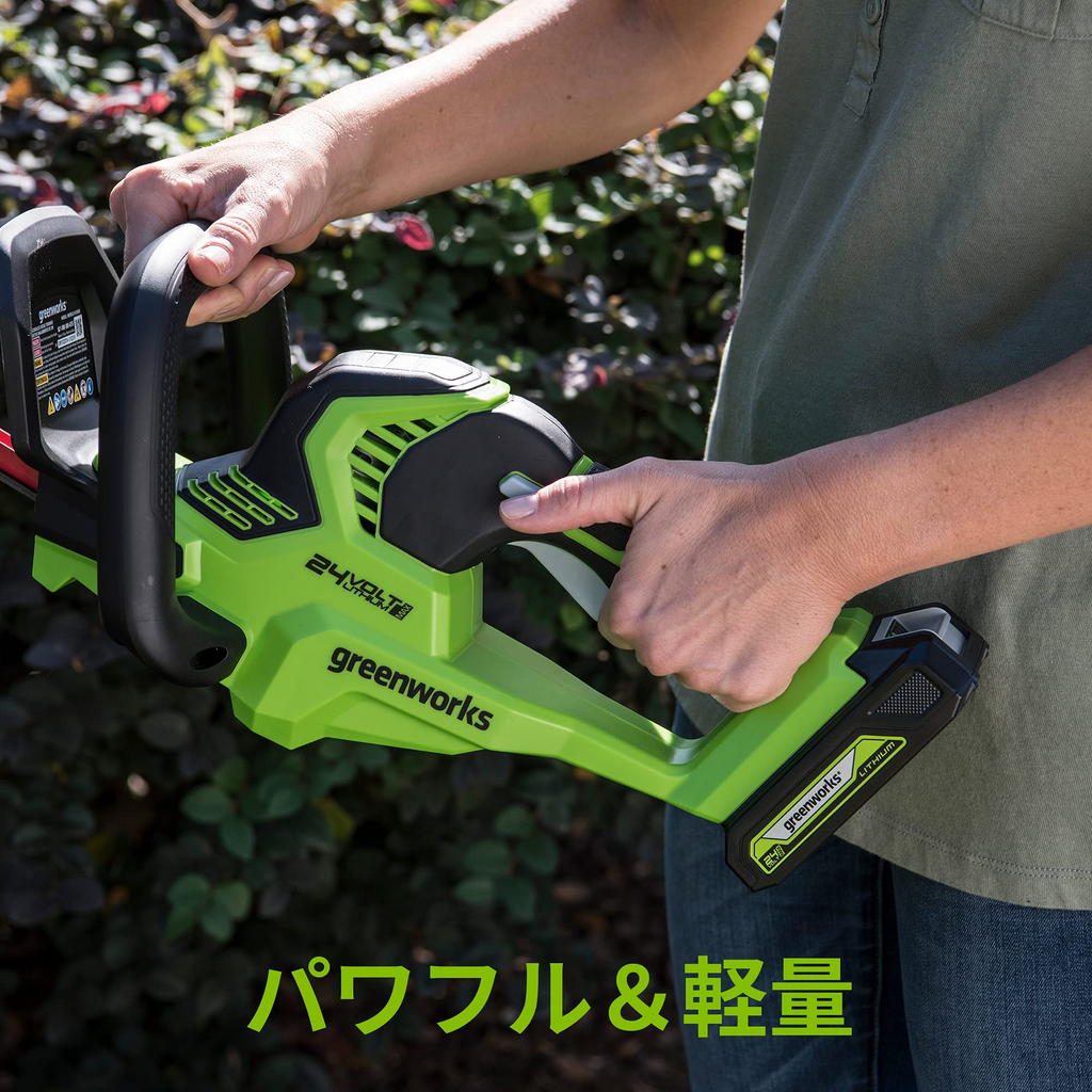 greenworks 24V 2ah 充電式リチウムイオ ン·バッテリー usb付き スマートフォン、USB機器の充電にも 小型/軽量/高容量/バッテリー容量指示ライト付き